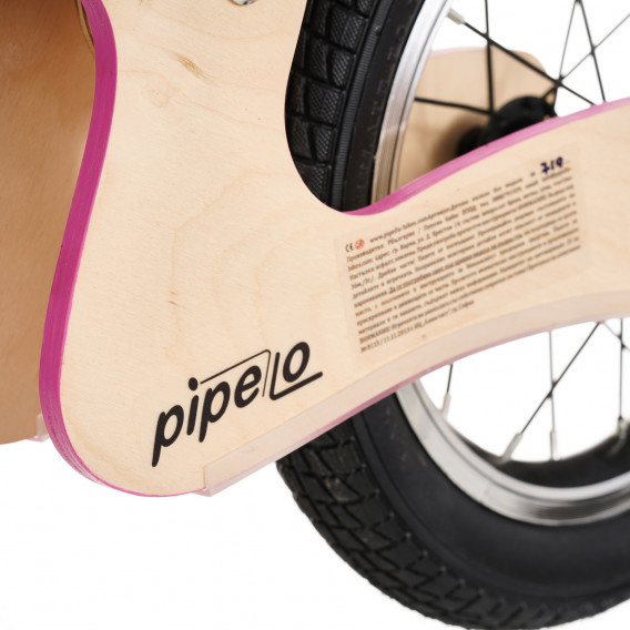 Bicicletă de echilibru din lemn, Pipello, 12 , culoare: roz Pippello Bikes 286235 9