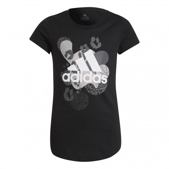 Tricou Adidas, negru pentru fete, cu imprimeu grafic Adidas 286800 