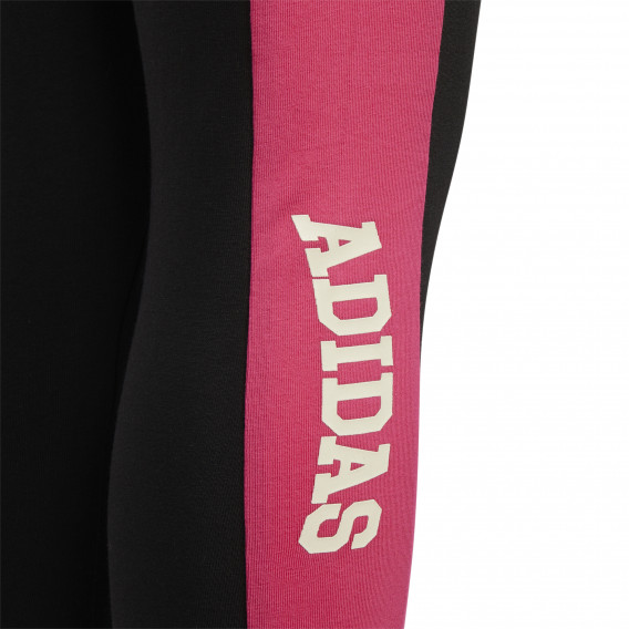 Colanți negri din bumbac Adidas cu accente roz Adidas 286820 2