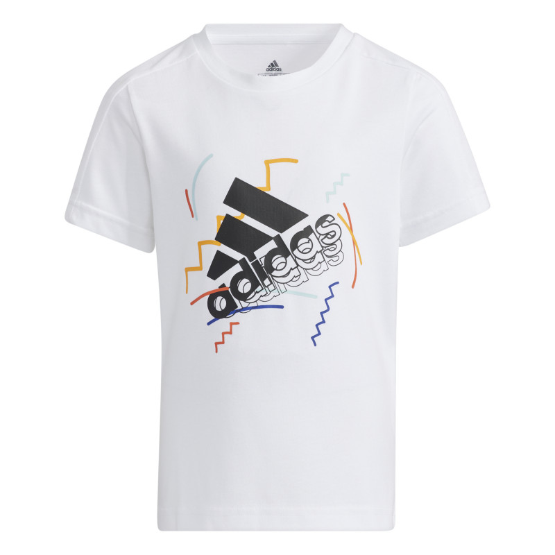 Tricou Adidas din bumbac, imprimeu grafic, alb pentru băieți  286846