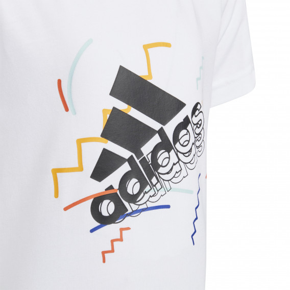 Tricou Adidas din bumbac, imprimeu grafic, alb pentru băieți Adidas 286847 2