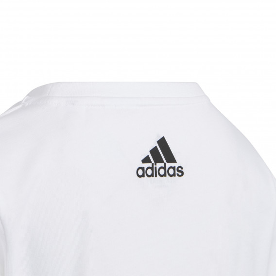 Tricou Adidas din bumbac, imprimeu grafic, alb pentru băieți Adidas 286848 3