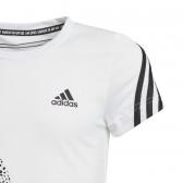 Tricou Adidas, alb pentru fete, imprimeu și logo Adidas 286867 2