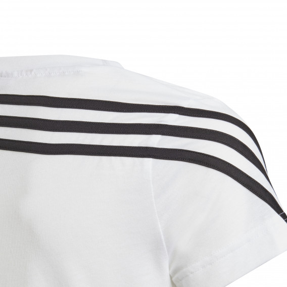 Tricou Adidas, alb pentru fete, imprimeu și logo Adidas 286869 4