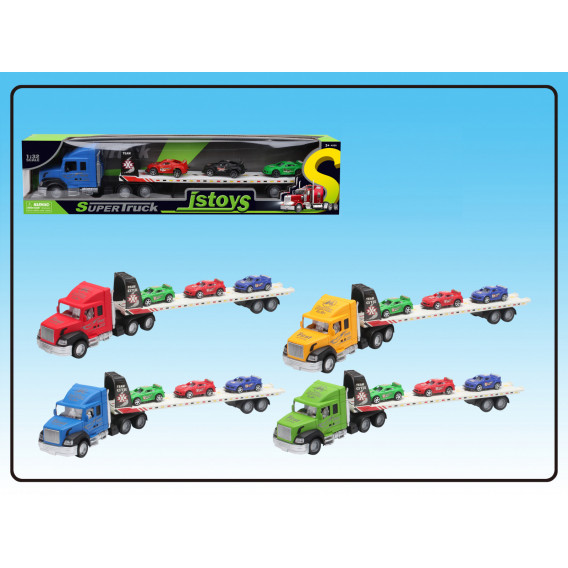 Camion de transport auto albastru cu 3 mașini GOT 287383 8