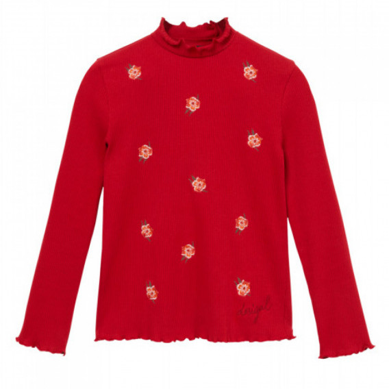 Bluză cu mânecă lungă și aplicație de trandafiri, roșie DESIGUAL 287531 