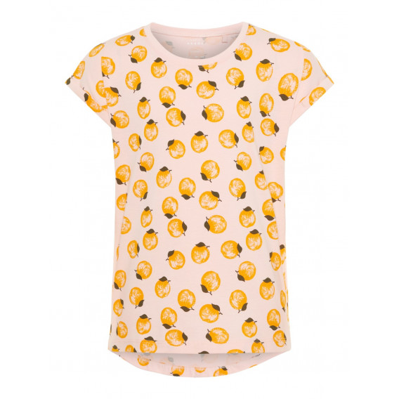 Bluză din bumbac cu mâneci scurte și imprimeu galben de fructe pentru fete Name it 28820 
