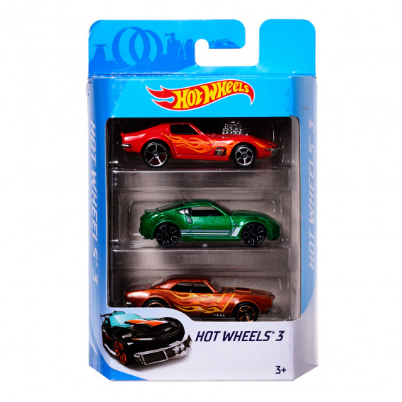 Karts metalice model de bază 3 piese, roșu, verde, portocaliu Hot Wheels 288780 2