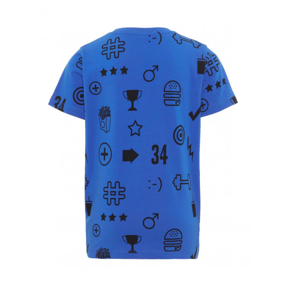 Tricou de bumbac organic de culoare albastru pentru băieți Name it 28888 2