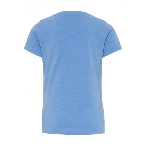 Tricou de bumbac organic de culoare albastră cu aplic Bling pentru fete Name it 28896 2