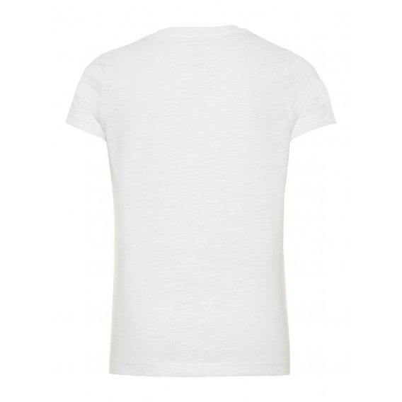 Tricou de bumbac organic de culoare albă cu aplic Bling pentru fete Name it 28899 2