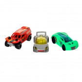 Karturi metalice model de bază 3 piese, gri, verde, roșu Hot Wheels 288996 