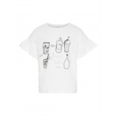 Bluză din bumbac cu mâneci scurte cu imprimeu alb și negru pentru fete Name it 28904 