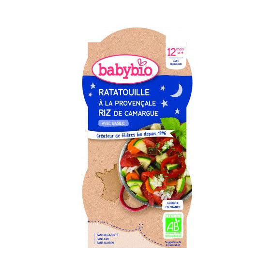 Meniu Bio Ratatouille "Noapte bună" cu orez, boluri 2 buc.x200 g. Babybio 289477 