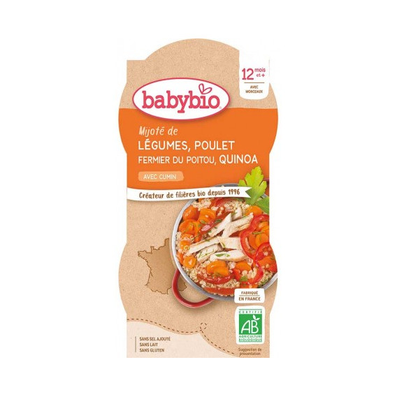 Meniu organic cu pui, quinoa și legume, castron 400 g. Babybio 289478 