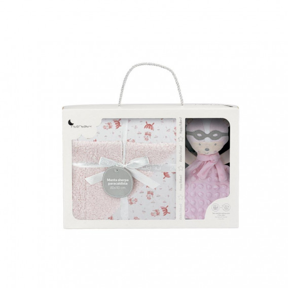 Pătură pentru bebeluși 80 x 100 cm cu jucărie moale, culoarea roz Inter Baby 289499 7