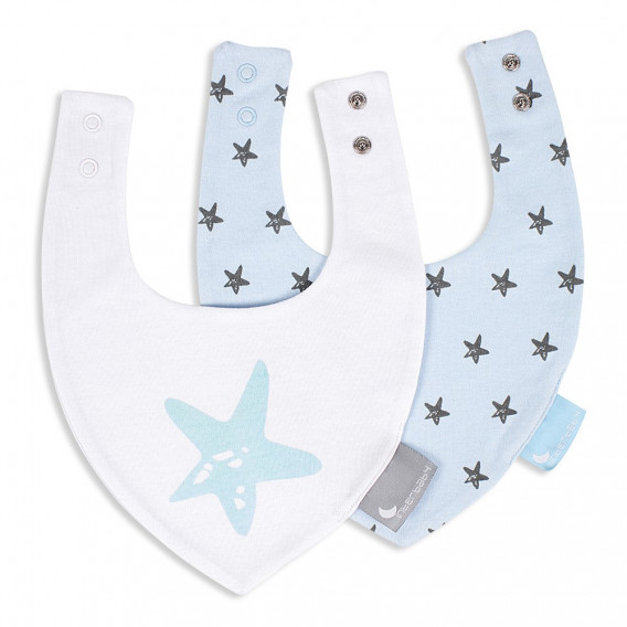 Set de 2 bavete STAR, 30x20 cm, alb și albastru Inter Baby 289513 