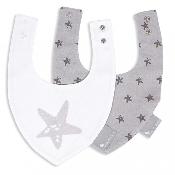 Set 2 bavete STAR, 30x20 cm, alb și gri Inter Baby 289514 