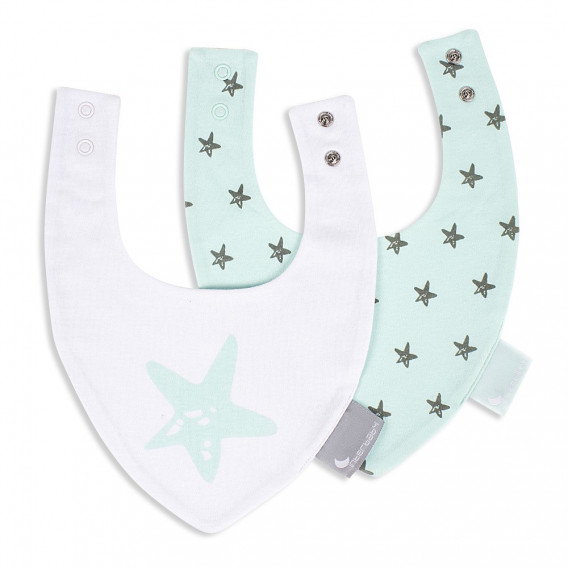 Set de 2 bavete STAR, 30x20 cm, alb și verde Inter Baby 289516 