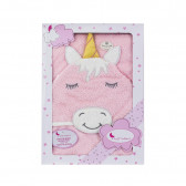 Prosop de baie pentru bebeluși 100 x 100 cm roz cu design Unicorn Inter Baby 289552 