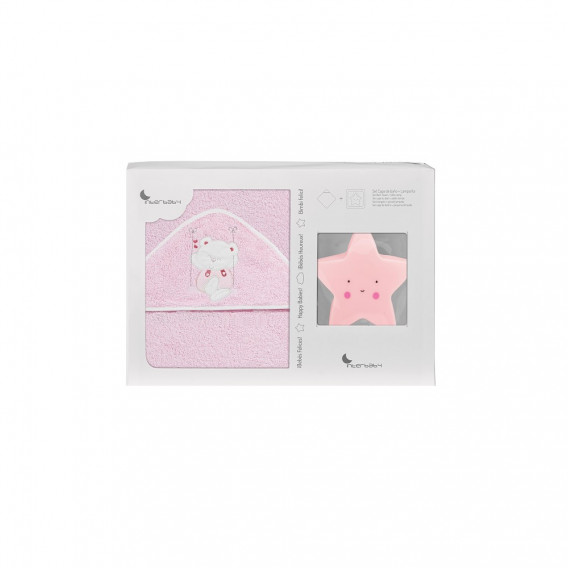 Prosop de baie pentru bebeluși SWING și lampă Steluță, 100 x 100 cm, roz Inter Baby 289557 