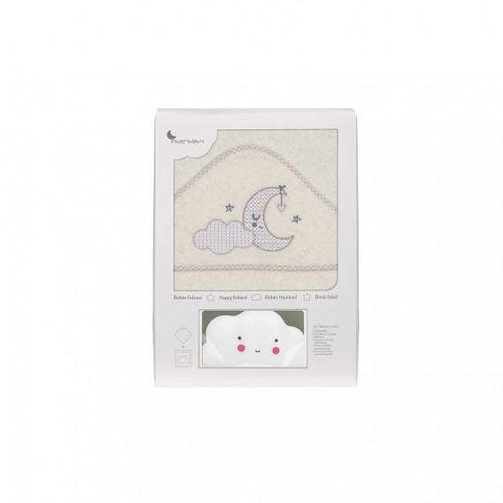 Prosop de baie pentru bebeluși NUBE LUNA și lampă Norișor, 100 x 100 cm, bej Inter Baby 289563 
