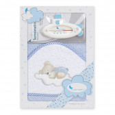 Prosop de baie pentru bebeluși OSO NUBE și termometru, 100 x 100 cm, albastru Inter Baby 289566 
