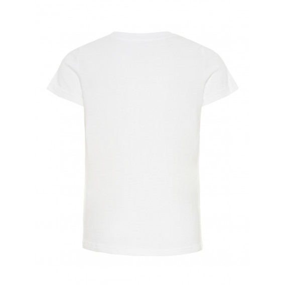 Tricou de bumbac de culoare albă cu mâneci scurte și inscripție HEY pentru fete Name it 28961 2