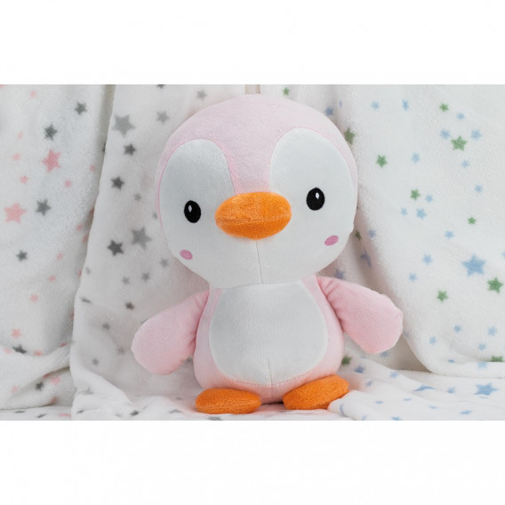 Set de pătură 80 x 110 cm și jucărie de pluș Pinguin 25 cm, roz Inter Baby 289620 5