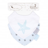 Set de 2 bavete STAR, 30x20 cm, alb și albastru Inter Baby 289647 2