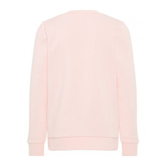 Bluză de bumbac colorată roz cu aplicație de piersică 3D pentru fete Name it 28970 2
