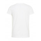 Tricou din bumbac cu mânecă scurtă de culoare albă, cu paiete discrete Name it 28973 2