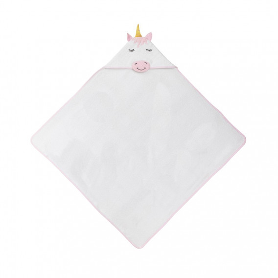 Prosop de baie pentru bebeluși 100 x 100 cm alb cu design Unicorn Inter Baby 289769 2