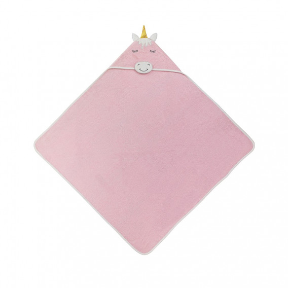 Prosop de baie pentru bebeluși 100 x 100 cm roz cu design Unicorn Inter Baby 289771 2