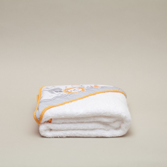 Prosop de baie pentru bebeluși ANIMALITOS, 100 x 100 cm, portocaliu și alb Inter Baby 289818 8
