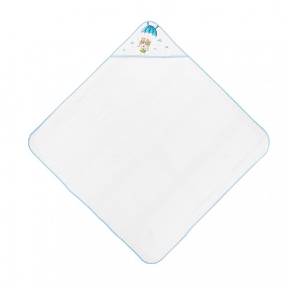 Prosop de baie pentru bebeluși PARACAIDISTA, 100 x 100 cm, alb și albastru Inter Baby 289821 2