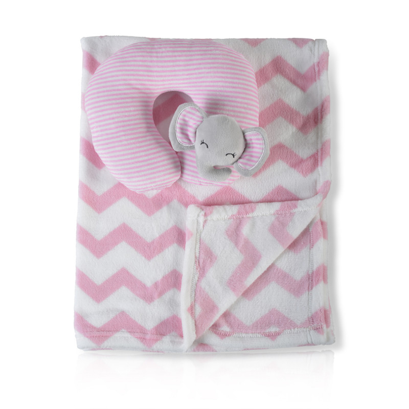 Pătură cu pernă Sammy, 90 x 75 cm, roz  289901