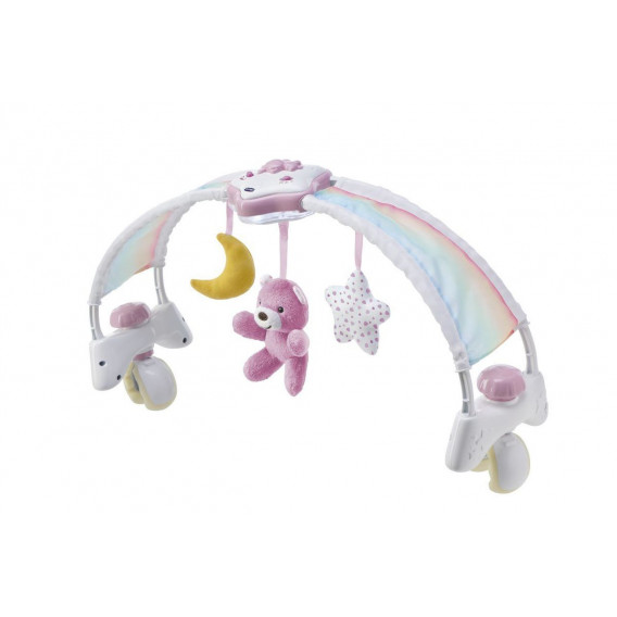 Decorațiune pătuț copii cu muzică și jucării Curcubeu, roz Chicco 289917 