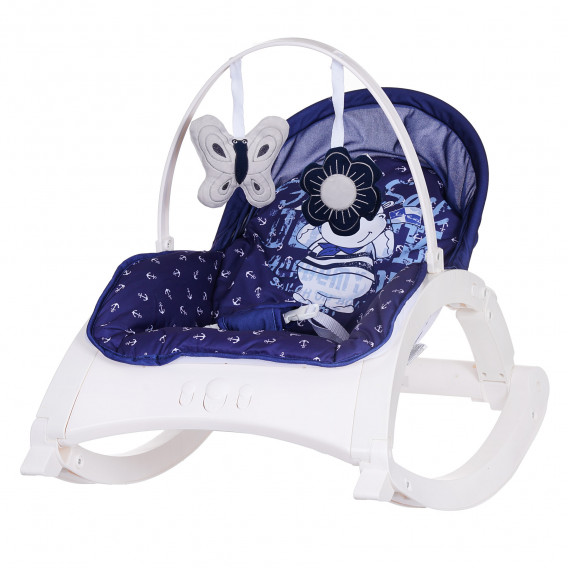 Scaun mecanic pentru copii ALEX cu design Hippo, culoare albastru Lorelli 290707 