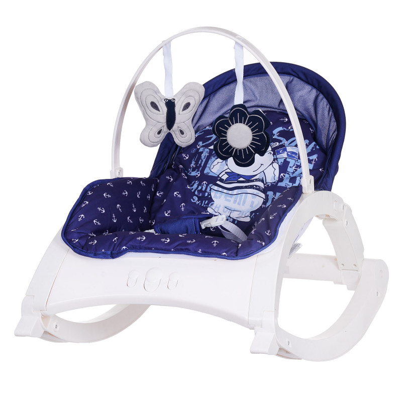 Scaun mecanic pentru copii ALEX cu design Hippo, culoare albastru  290707