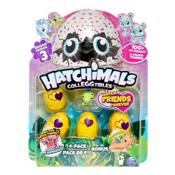 Colecție S2 4 + 1 figurine în ou, balaur verde Hatchimals 290905 