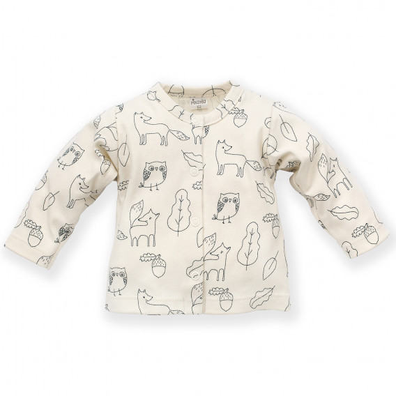 Tricou Pinokio din bumbac cu imprimeu grafic forestier, ecru, pentru băieți Pinokio 291173 5
