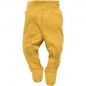 Pantaloni bebeluși din bumbac cu botoșei, aplicație de pădure, galbeni Pinokio 291174 