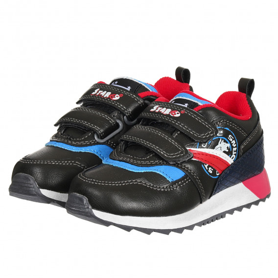 Pantofi sport cu stea și accente albastre și roșii, negri Star 291234 