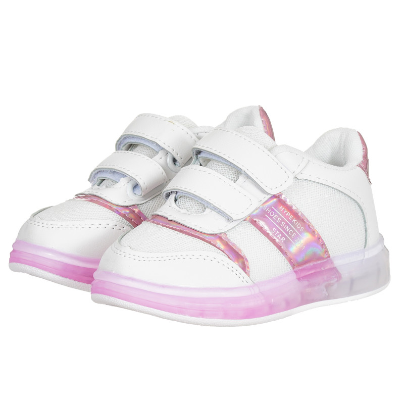Pantofi sport albi Star cu accente roz  291299