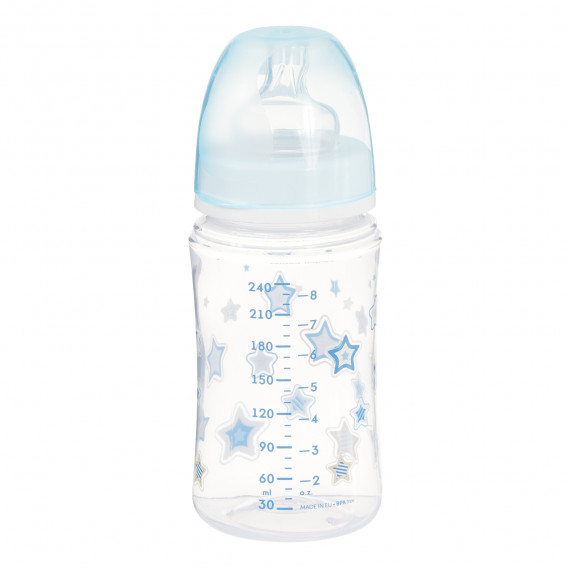 Flacon nou-născut din polipropilenă cu tetină din silicon 3-6 luni Flux mediu și imagine de steluțe, 240 ml Canpol 291500 2