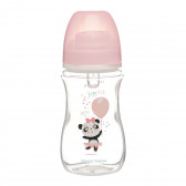 Sticlă din polipropilenă cu imprimeu de jucării cu mamelon din silicon cu flux mediu 3+ luni pentru fetiță, 240 ml Canpol 291512 