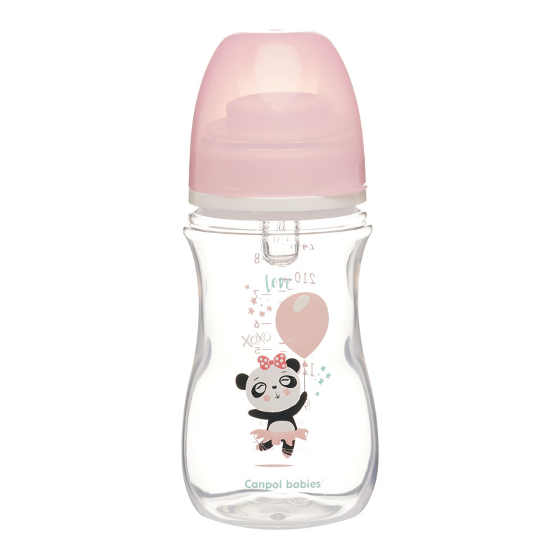 Sticlă din polipropilenă cu imprimeu de jucării cu mamelon din silicon cu flux mediu 3+ luni pentru fetiță, 240 ml  291512