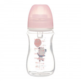 Sticlă din polipropilenă cu imprimeu de jucării cu mamelon din silicon cu flux mediu 3+ luni pentru fetiță, 240 ml Canpol 291513 2