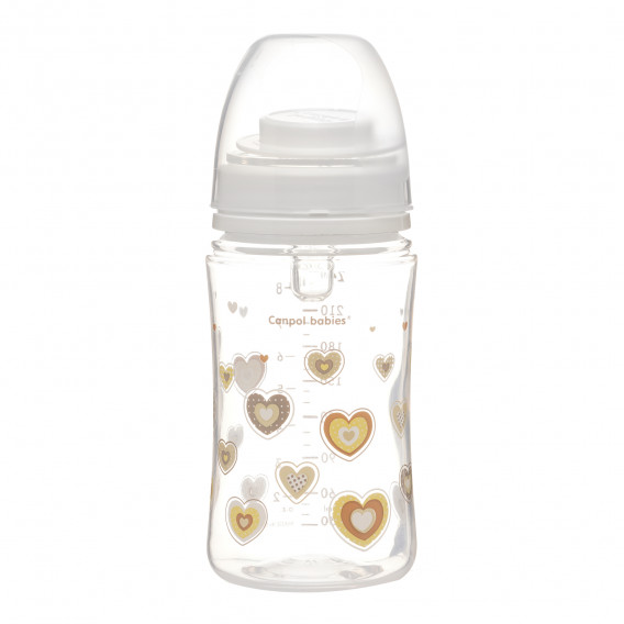 Sticlă din polipropilenă cu supapă pentru nou-născuți și tetină debit mediu 3-6 luni, 240 ml Canpol 291534 